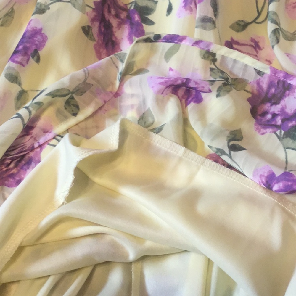 ❌DONATED❌Yellow Purple Floral High Neck Flowy Lined Dress - Picture 14 of 16